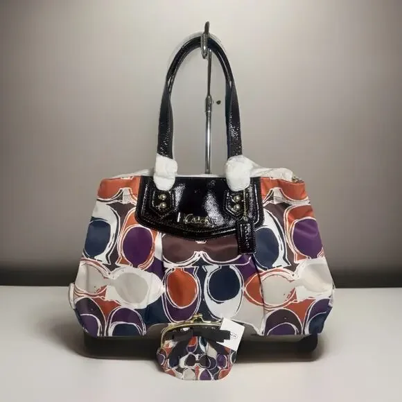 NWT Rare Coach F20113 Scarf Print Satchel & F62058 Coin Purse Set - Picture 4 of 14